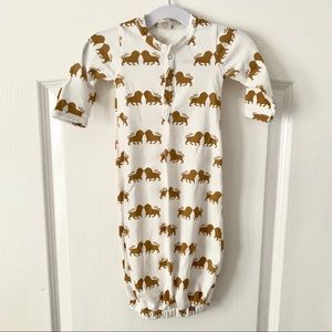 Kate Quinn • unisex baby gown • gold lion print